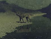 Frederic Remington Moonlight, Wolf painting